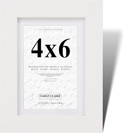 Fabian Clarke London 6x4 White Wood Frame with 5x3 Mount Glass Front