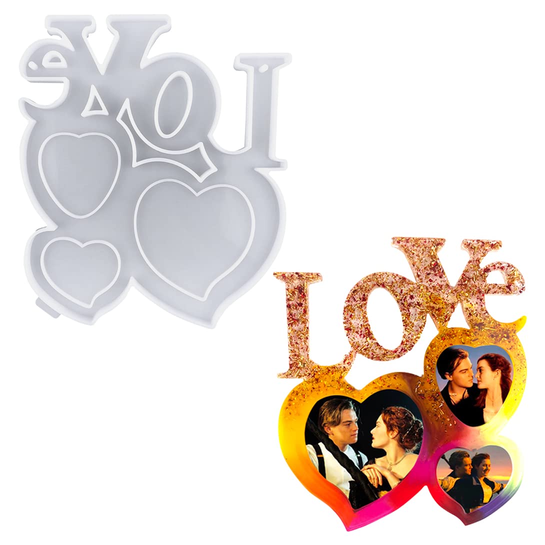Voyyphixa DIY Photo Frames Resin Mold Picture Frame Silicone Molds Crystal Heart Shape Epoxy Resin Mould for Valentine's Day, Mother's Day Love Gift (Heart Photo Frame)