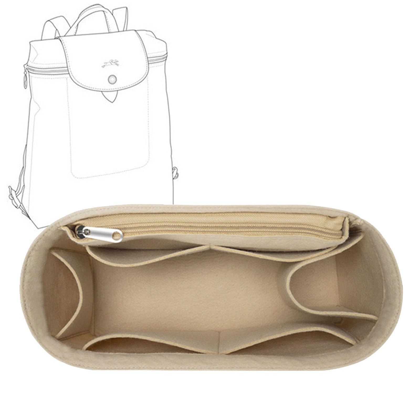 Photo 1 of Lckaey purse backpack organizer for le pliage knapsack Felt Bag insert organizer Multi Pocket 1013beige