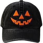 Autumn Style Print Hat Halloween Embroidered Pumpkin Face Baseball Cap Unisex Outdoor Sun Hat Jack-O-Lantern Pumpkin Cap