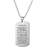 VIMIEW To My Son Dog Tag Pendant Mens Inspirational Chains Necklace Gift For Son From Dad Mom,Christmas Mother's Day Birthday Mitzvah gift for Men Teen Boys.