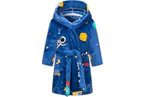 DNggAND Boys Girls Bathrobes,Toddler Boy Girl Robes,Children's Plush Soft Coral Fleece Hooded Pajamas Sleepwear for Kids