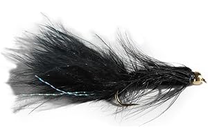 Flies Direct BH Woolly Bugger Black Assortment Trout Fishing Flies (1-Dozen)