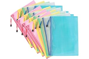 AUSTARK 20Pcs Zipper File Bags, PVC Mesh Zipper Pouches, Board Games Storage Bags, Plastic Waterproof Storage Bags for Office School Home Cosmetic Crafts (B5 Size 11.4 x 8.2 Inches, Multicolored)