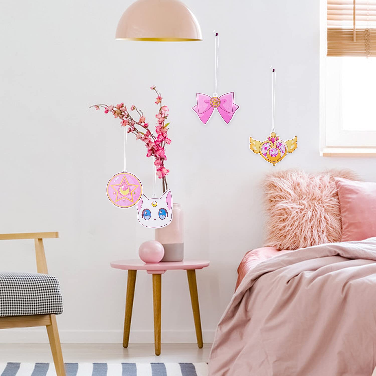 L1rabe Car Air Freshener Anime Moon Cat Artemis Incense Chips, 4 Styles and Scents of Anime Moon Cat Artemis Car Rearview Mirror Pendant Cute Aromatic Accessories Bedroom Closet Shoe Closet Deodorant