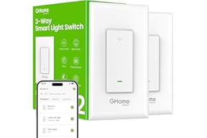 GHome Smart Switch, 3 Way Light Wi-Fi Switch Compatible with Alexa and Google Home, 2.4GHz Schedule Timer, Neutral Wire Required, 3-Way Installation and No Hub Required, FCC Listed (2-Pack), White