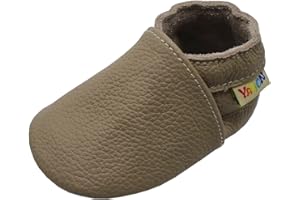 YALION Soft Leather Baby Shoes Moccasins Slip-on Boys Girls Slippers with Elastic Ankle, Anti-Slip First Walking Crib Shoes for Infant Toddlers