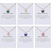 6 Pcs Cute Dainty Butterfly Pendant Necklaces Set Colorful Acrylic Butterfly Necklaces for Women Bohemian Style Jewelry