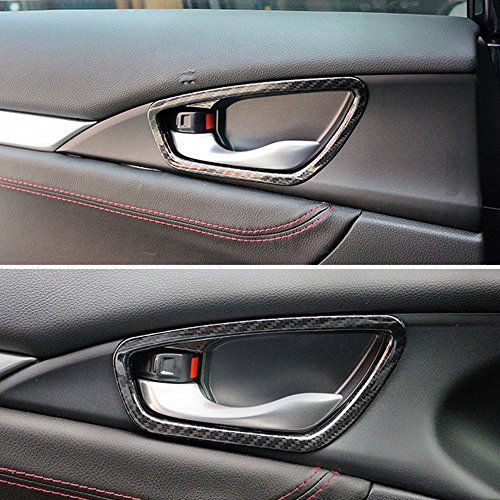 Xotic Tech Carbon Fiber Pattern Inner Door Handle Bowl Cover For Honda Civic 10th 2016 2017 - Thumbnail 6