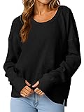 Fisoew Womens Casual Crewneck Sweatshirt Waffle