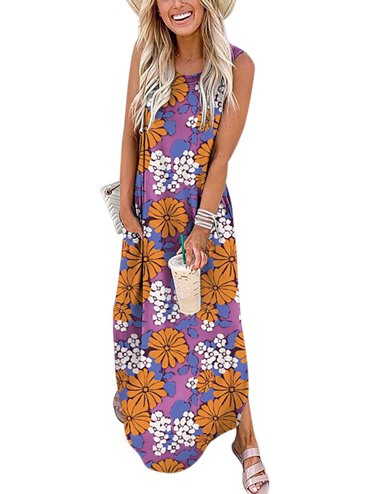 ANRABESS Women's Summer Beach Dress Floral Print