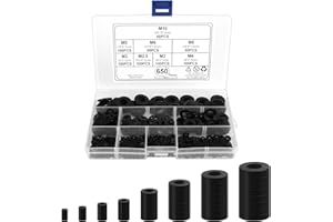 Fulaicai 650 PCS Flat Washers Assortment Set, M2 M2.5 M3 M4 M5 M6 M8 M10 Black Flat washers Round Nylon Washers for Plumbing 