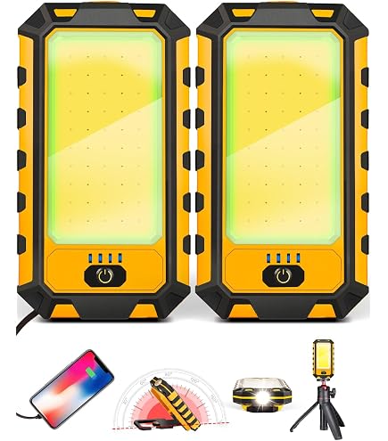 Samyoung 2-Pack 2400LM Magnetic Rechargeable Work Light, Dual
