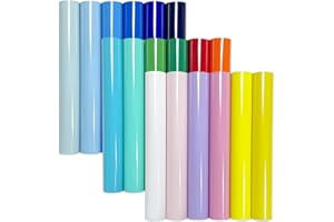 Efuncro-Boho Color Heat Transfer Vinyl Sheets - 12" x 10" 18 Pack PU Iron-On Vinyl for T-Shirts, DIY Crafts, and Custom Apparel - 18 Assorted Colors for Endless Creativity Easy to Cut & Weed