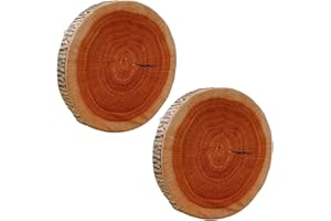 Log Pillow - Wood Round Cushion | Realistic Tree Stump Throw Set 2pcs, Plush Natural Decor Seat Pad, Accent for Living Room B