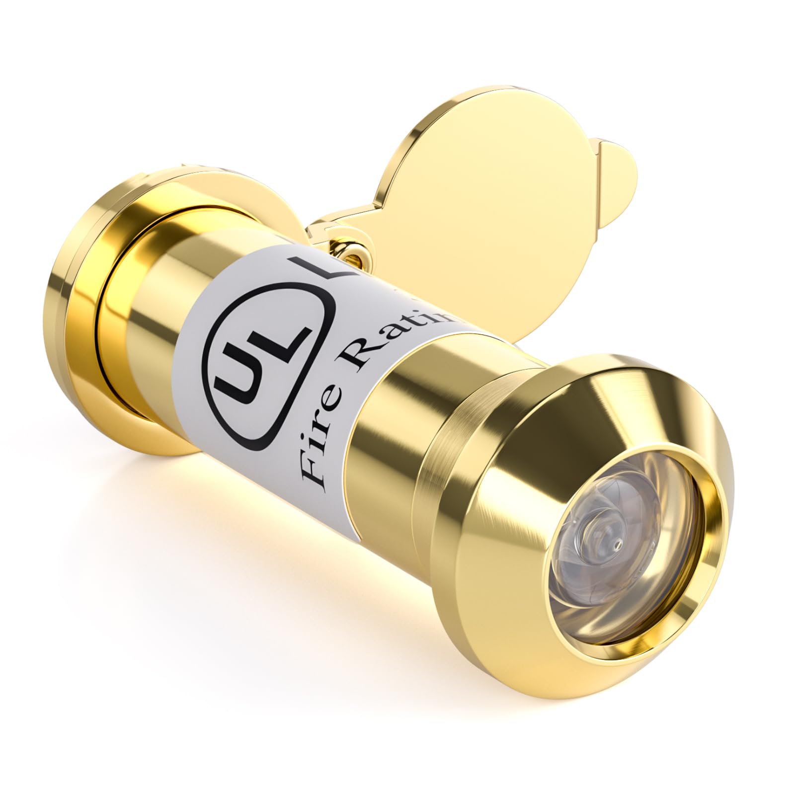 Bwintech 1 Pcs UL Listed Fire Proof Door viewer,Solid Brass 180 Degree,12mm Diameter 35-60mm Length, Polished Brass Finishing,with viewer Cover — image 1