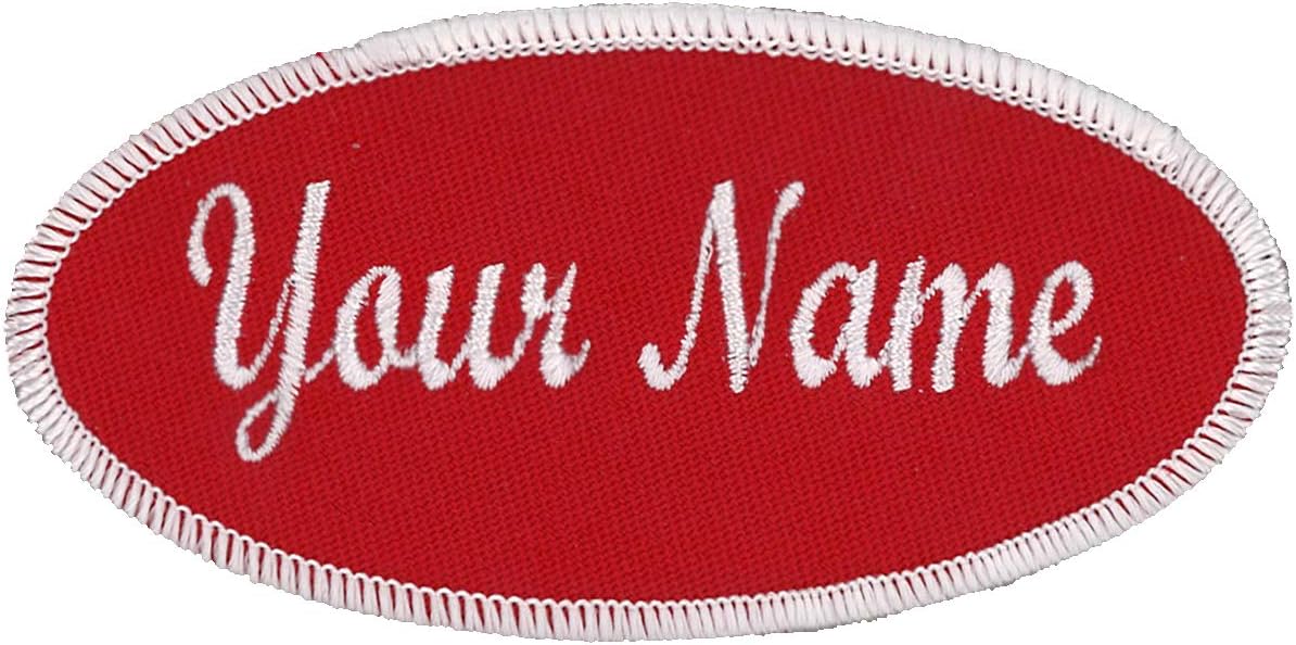 Oval Name Patch Uniform Work Shirt Custom Embroidery Hook Fastener, Iron, Sew on