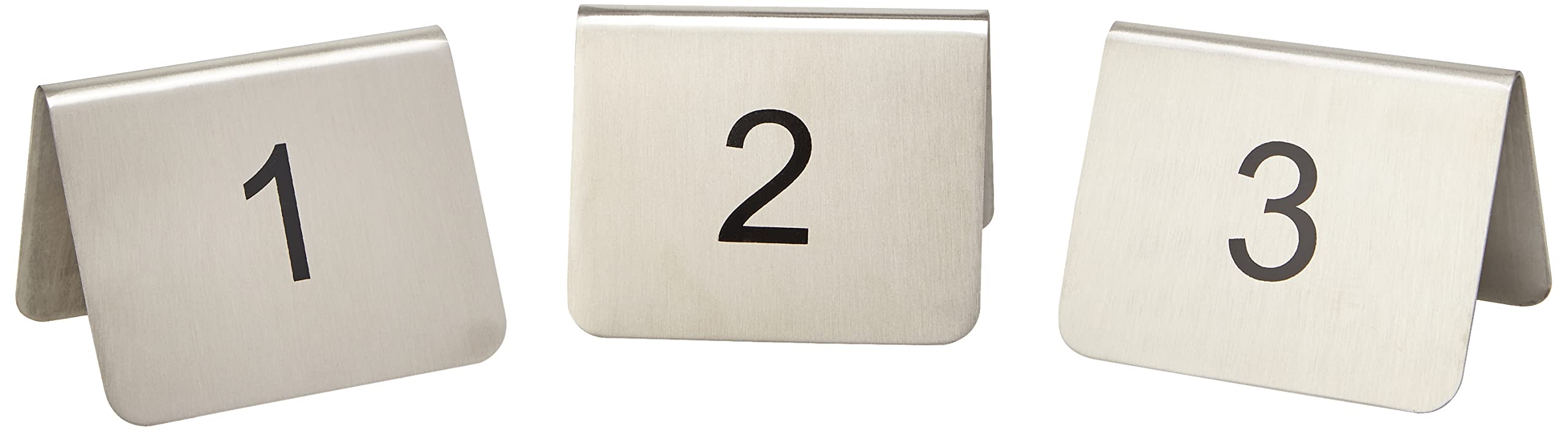 dine@drinkstuff Stainless Steel Table Number Set 1-25 - Tent Style Table Number Stands for Restaurants and Cafes