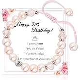 Birthday Gifts for Girls Bracelets, Beaded Bracelets as 1 3 4 5 6 7 8 9 10 11 Year Old Girl Birthday Girls Presents, Adjustable Pearl Bracelet with Letter as Birthdays Girl for Daughter Niece