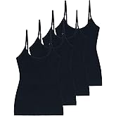 Comfneat Women's 4-Pack Slim-Fit Camisoles Cotton Adjustable Spaghetti Strap Top Underwear