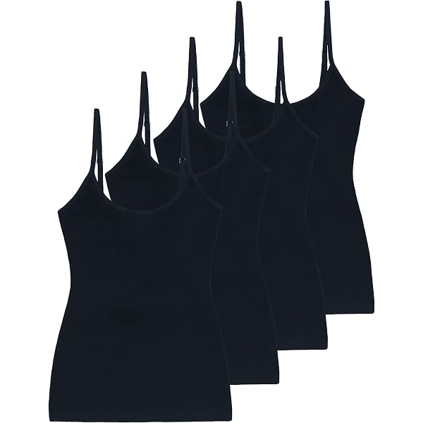 Women's 4-Pack Camisole Tank Tops | Basic Undershirt With Adjustable Straps | Soft Stretchy Layering Tops