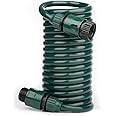 EVA Recoil Garden Hose for Outdoor: Retractable Water Hoses with Nipple QD Fittings - Lightweight and Corrosion Resistant for Yard Boat (15FT, Green)