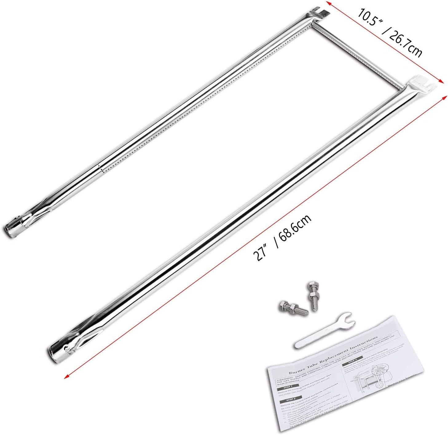 GFTIME 7507 68.6CM Burner Replacement Part for Weber Spirit E210 E220 S210 S220 (with SIDE burner knobs), Spirit 500