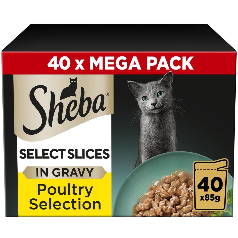 Sheba Select Slices Cat Wet Food - Poultry Selection in Gravy - 40x85g (Pack of 1)
