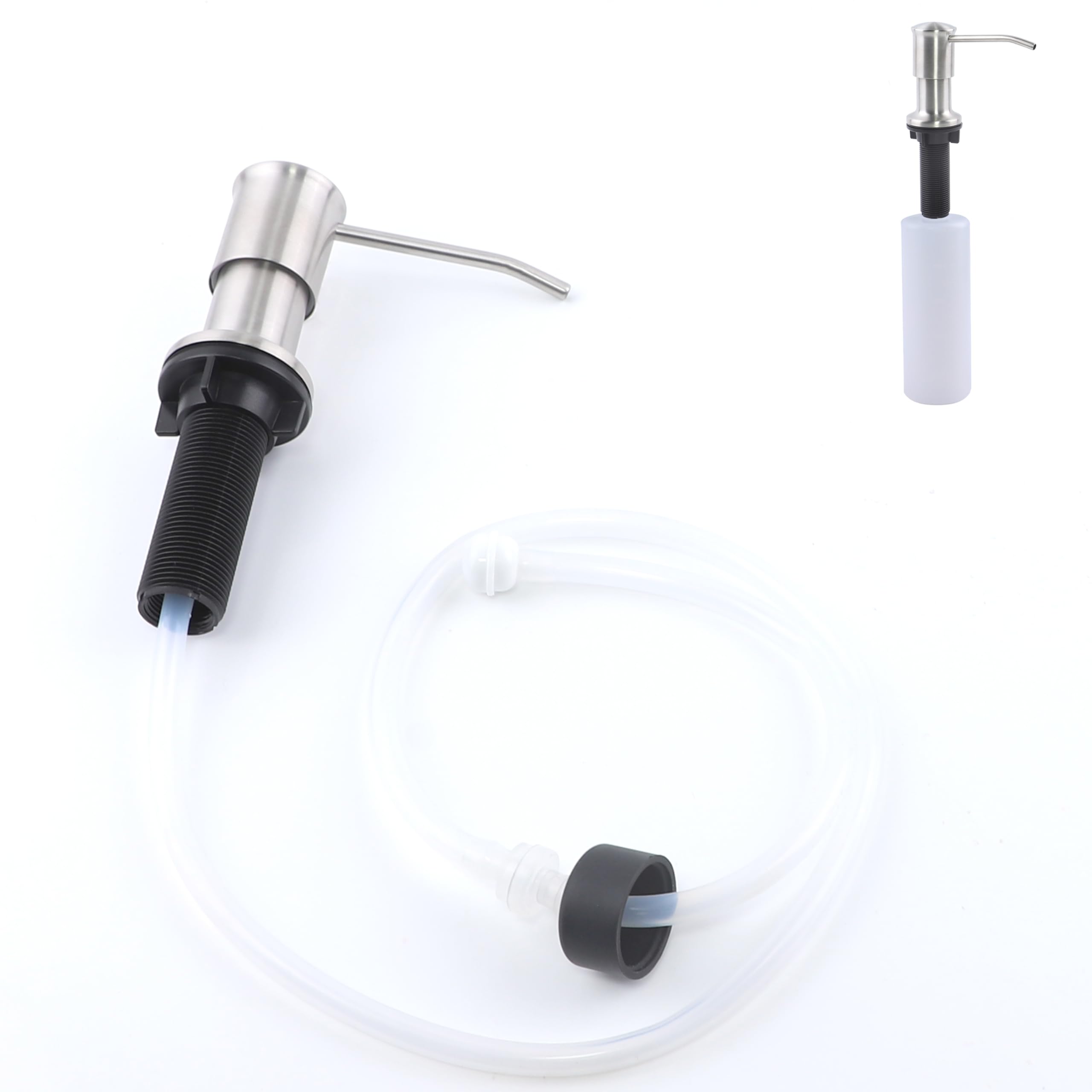 Photo 1 of Sink Soap Dispenser Pump Brushed Nickel Built in Kitchen Counter Dish Soap Dispenser /17 Oz Bottle for Bathroom RV Under Sink Hand Soap Lotion Pump