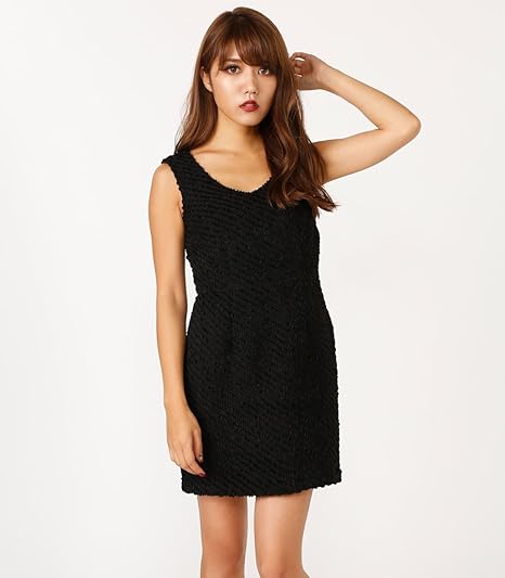 Amazon リエンダ Rienda Warm Tweed Vネックop 110aa930 1070 M ブラック ワンピース チュニック 通販