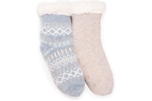 MUK LUKS Women's Chenille Eyelash Mix Cabin Sock (2 Pair Pack)