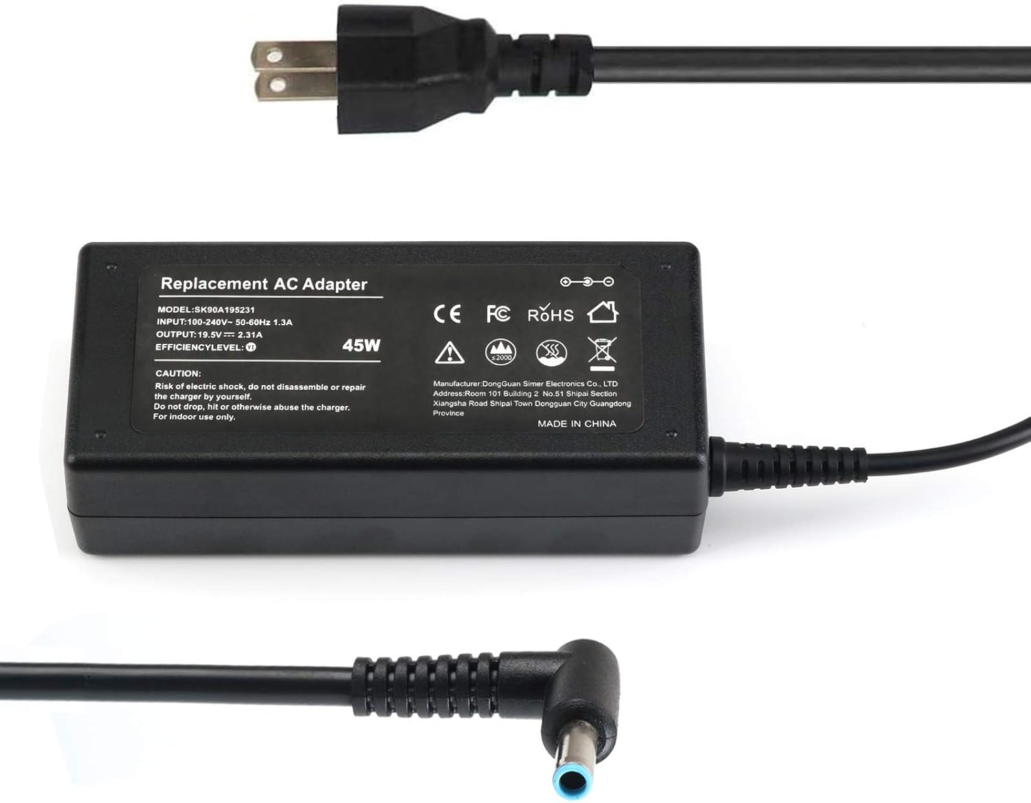 19.5V 2.31A AC Adapter for HP Pavilion 15 15-bk163dx 15-bk117cl 15-bk010nr 15-bk020wm 15-bk193ms 15-br010nr 15-br095ms 15-br052od 15-br077nr Laptop PC Charger Power Supply Cord