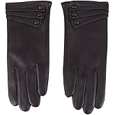Nappaglo Nappa Leather Gloves Warm Lining Winter Button Decoration Lambskin for Women