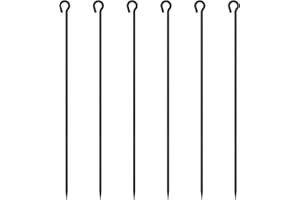 EUOKOK Rebar Stakes 48 Inch 1/2 Inch Diameter Garden Rope Fence Stakes Metal Tree Stakes and Supports Dog Tie Out Stakes for Camping Tent Trampoline Swing Set and Canopies, Black(6 Pcs)