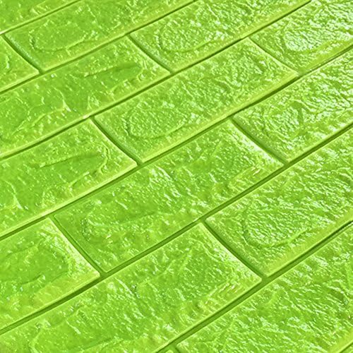 Candy Color 3D Brick Pattern Wall Stickers Peel and Stick Kitchen Backsplash Wall Sticker Faux Ceramic Tile Design 1pcs (Green, 27.5"30.3")