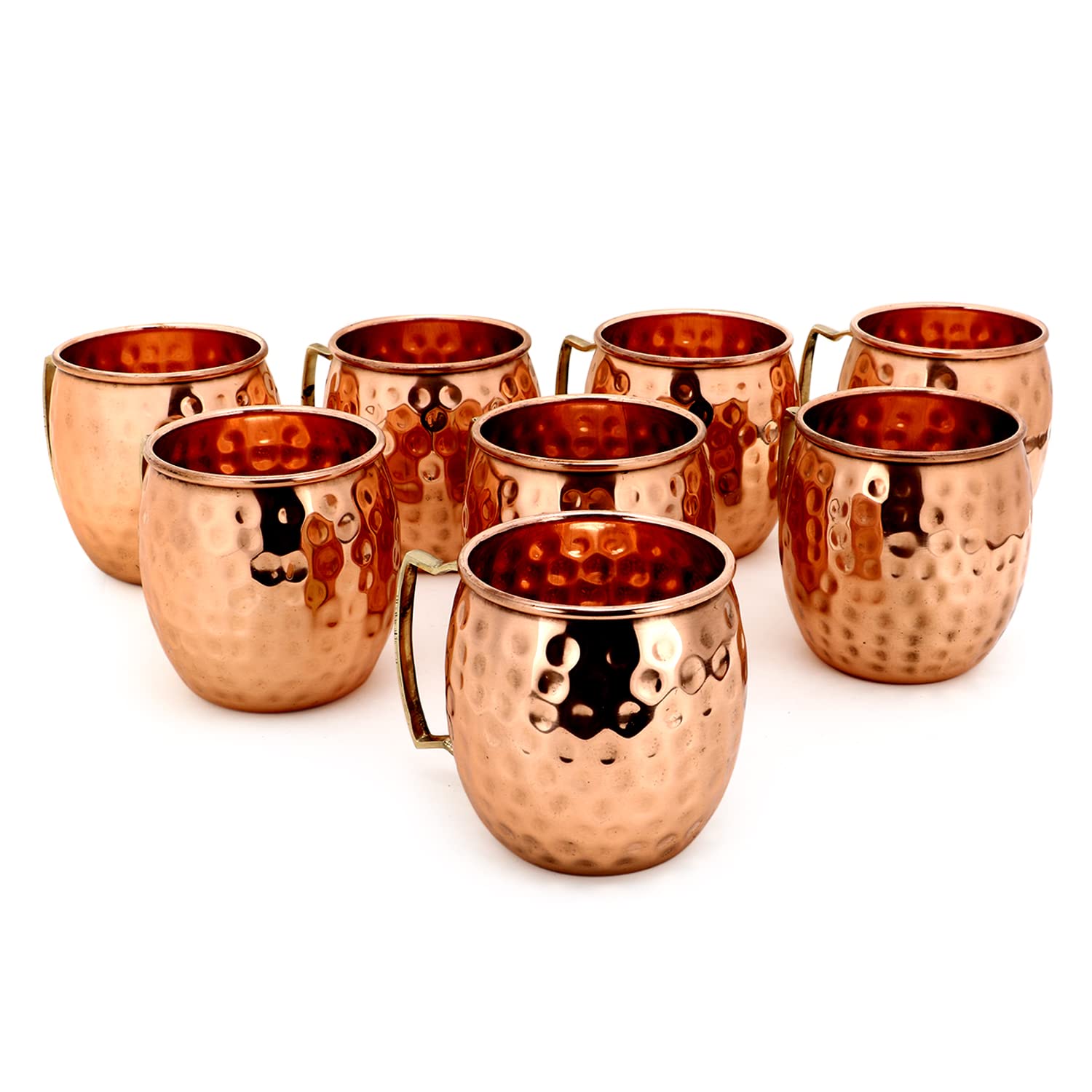Zap Impex Pure Copper Hammered Copper Moscow Mule Mug Ideal for All Chilled Drink bar or Home Large Gift Set of 8