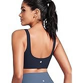 HeyNuts Womens U Back Sports Bra, Scoop Neck Low Impact Workout Yoga Tops Padded with Built in Bras A-D Cups