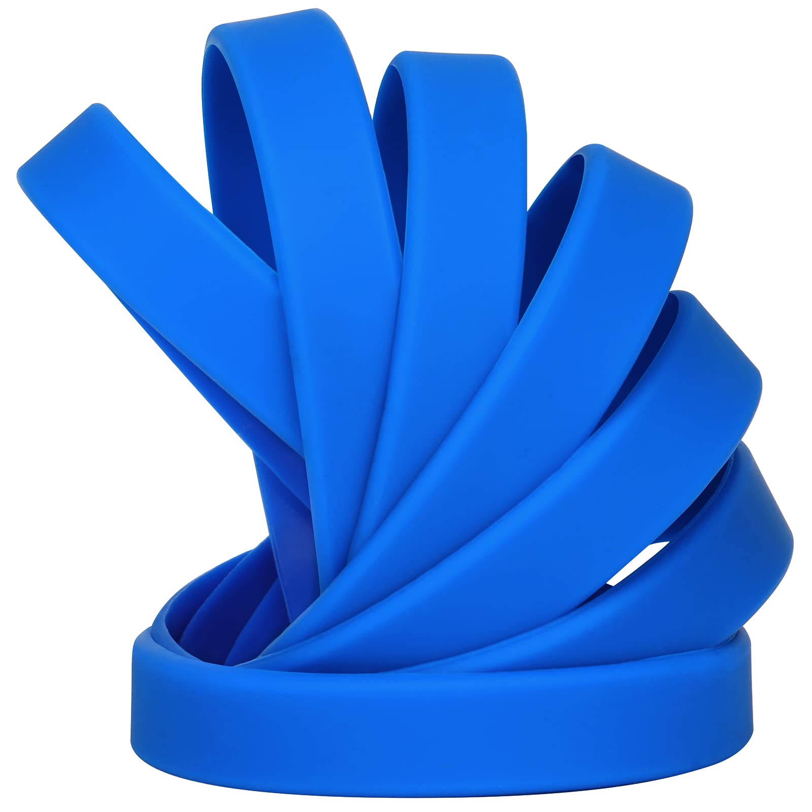 LVNRIDS 50 pcs Silicone Wristbands 7 inch Rubber Bracelets Blue for Kids Teens, Sports Rubber Elastic Wristband Bracelet Bulk Gifts for Teacher Supplies Graduation Party Favors