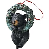 HYFAN Christmas Small Animal Wreath Swing Ornament Hanging Decor for Xmas Tree Home Office Room Decoration with String (New, Black Bear)