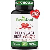 Red Yeast Rice 1215 mg. Capsules - Extra Strength Red Rice Yeast with CoQ10 Supplement, Plus Alpha Lipoic Acid & Organic Flaxseed, Citrinin Free, Supports Cardiovascular Health, Non-GMO 90 Veggie Caps