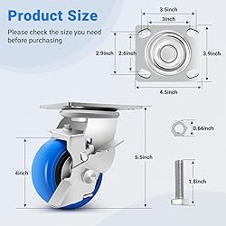 W B D WEIBIDA 4 Inch Heavy Duty Casters, Smooth