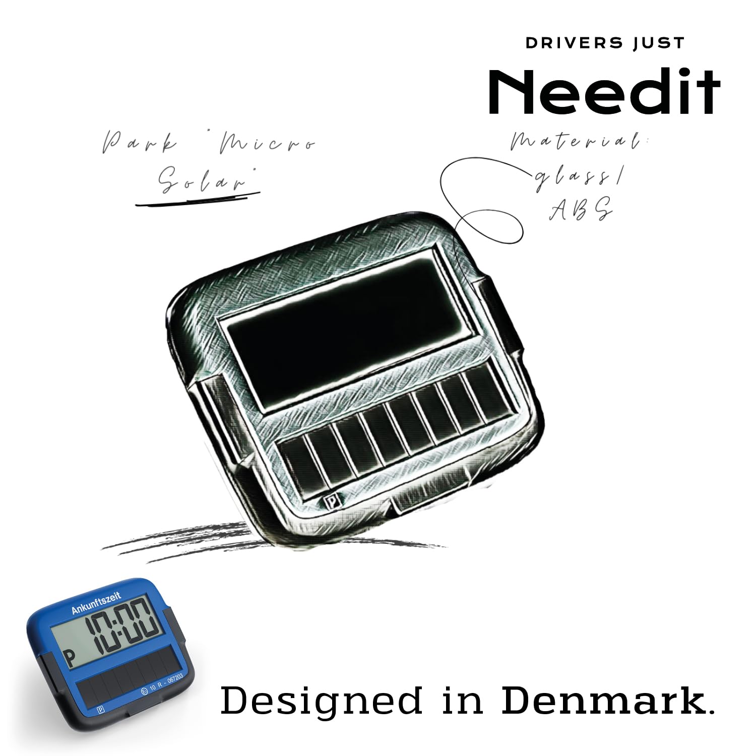 Needit Park Micro Solar elektronische Parkscheibe [NEUES Modell 2025] I unendlich Energie, Null Batteriewechsel | einzige Parkscheibe in Deutschland mit integriertem wiederaufladbarem Akku | blau 8