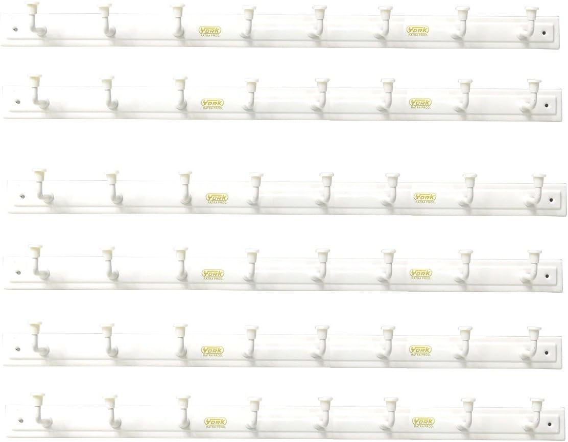 YORK Door / Pronged / Wall Hook Hanger – Nice Looks Nice Mood, White Elegant 8 hook Cloth Hanger with Screws (6-PCS)