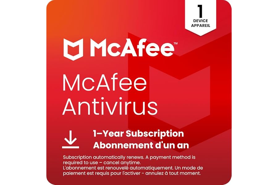 McAfee AntiVirus Protection 2025 | 1 PC (Windows)| Cybersecurity software includes Antivirus Protection, Internet Security So