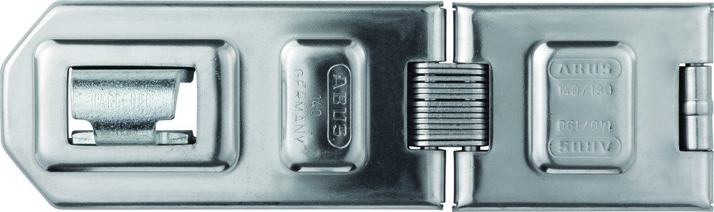 ABUS Diskus Hasp 140/190 - Device for Padlocks - with Double Joint for Opening Doors and Corner Solutions - 05316 - ABUS Security Level 8 - Silver