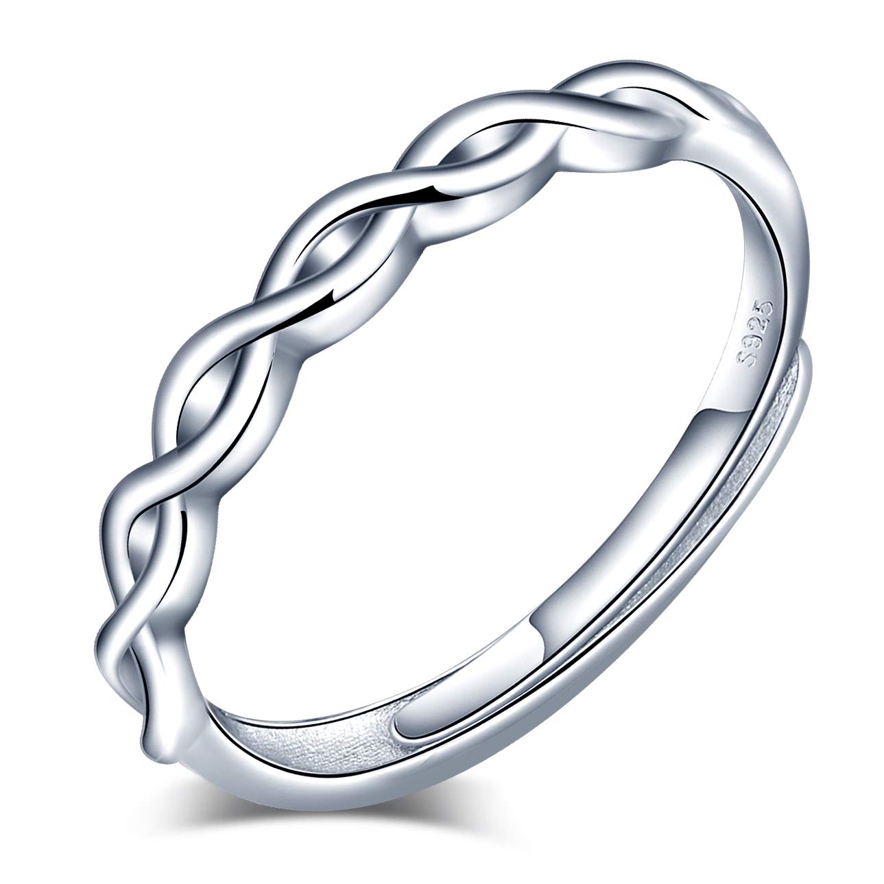 Yumilok Infinity Forever Love Anniversary Wedding Ring Resizable 925 Sterling Silver Rings for Women with Box