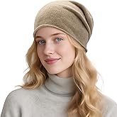 ZLYC Pure Wool Slouchy Beanie Hat for Women Men Seamless Knit Winter Skull Cap