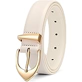 XZQTIVE Women's Leather Belts, Classic Minimalist Design For Jeans Pants Dresses, Black Belt With Gold Buckle
