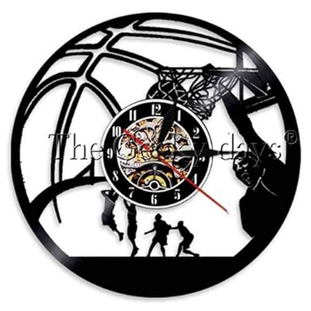 AGlitw Reloj de Pared con Registro de Vinilo Vintage de Baloncesto ...