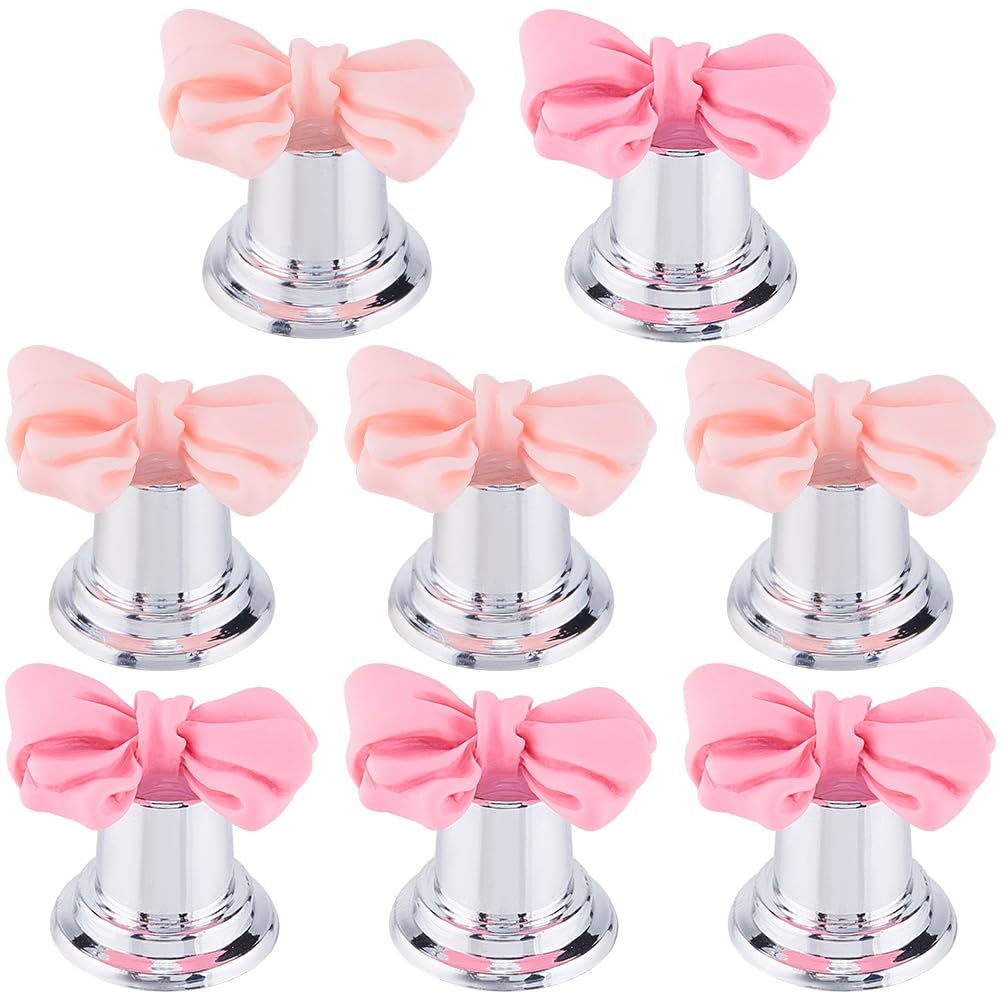 GORGECRAFT 8PCS 2 Colors Toilet Button Pusher Bowknot Shaped Resin Toilet Seat Lid Lifter Press Helper Aid Replacement Flush Toilet Water Tank Top Buttons Accessories Tool for Bathroom Women Nail